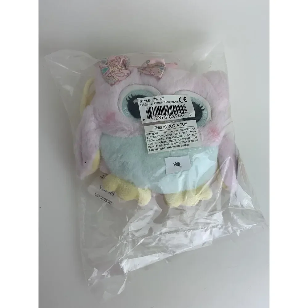 Bearington‎ Hooter Carrysome, Girls Plush Pink Owl Stuffed Animal Purse, Handbag